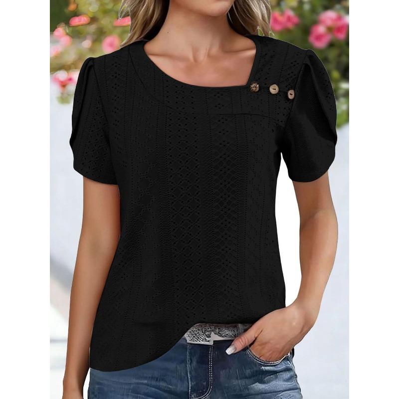JPNTKY Women's Fashion Casual Short Sleeve Blouses & Shirts