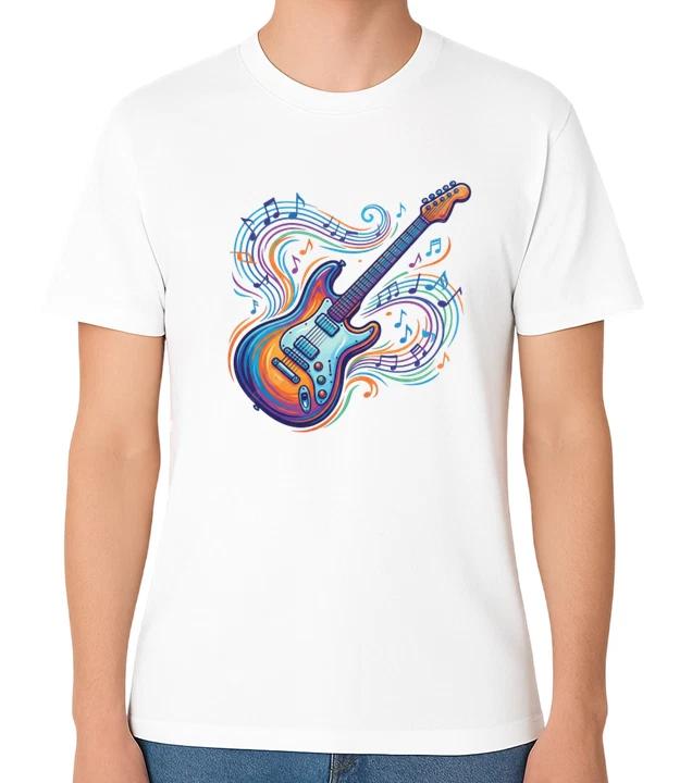 Electric Guitar Music T-Shirt Colourful Musical Instrument Graphic Tee M