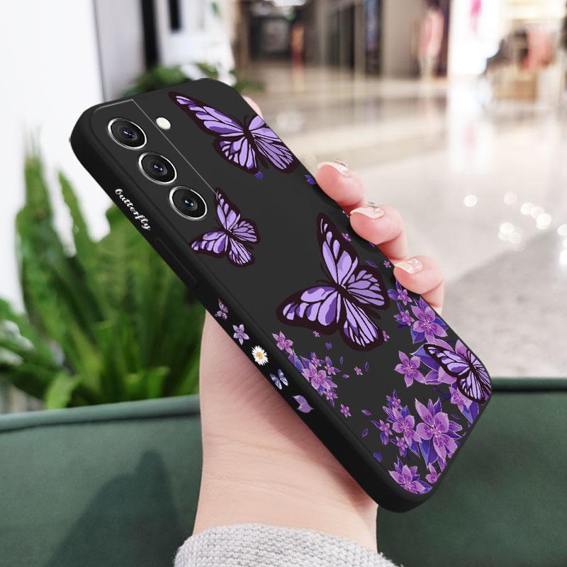 Purple Butterflies Phone Case For Samsung Galaxy A37 A57 Liquid Silicone Cover