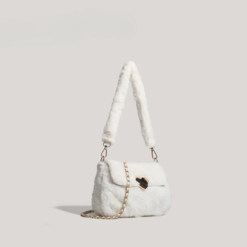 Autumn and Winter Cloud Lamb Fur Bag Women Plush Chain Bag Versatile Love Bag One-shoulder Crossbody Bag