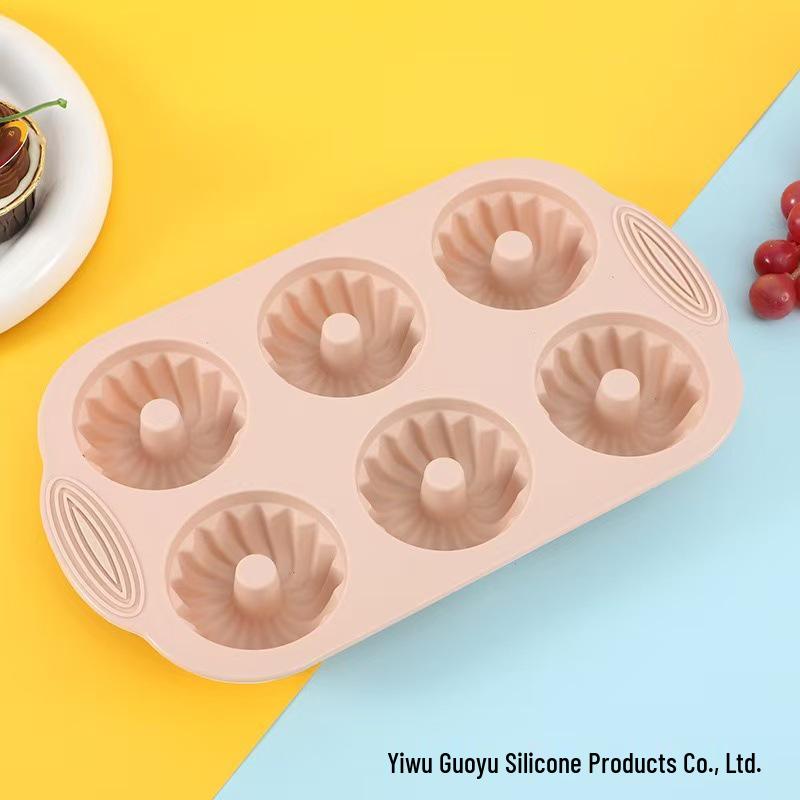 Food Grade Silicone 6-Cavity Donut Cake Mold for Easy Release Baking