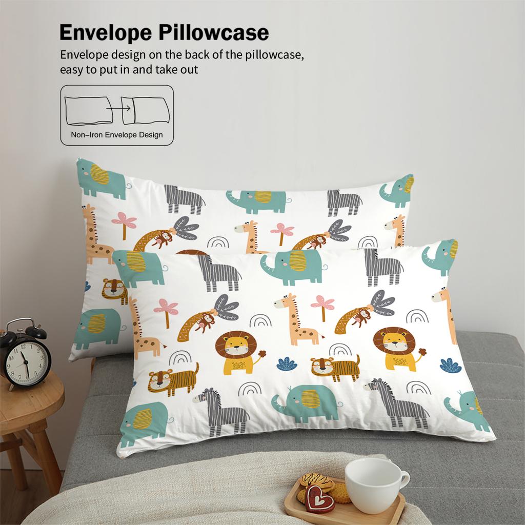 3-piece Down Duvet Cover Set with Cartoon Lion Animal Pattern Print (1 Duvet Cover+2 Pillowcases, No Core) Bedding Set