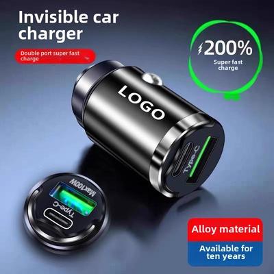 Schnell aufladbares Mini-Autoladegerät – USB Typ C, unsichtbare kleine Größe, umwandelbar vom Zigarettenanzünder in 3 Anschlüsse für Mobiltelefone.
