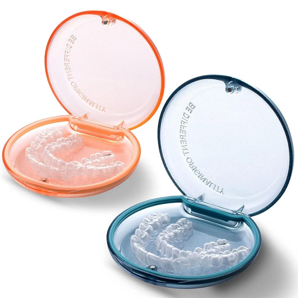 Retainer Case Odorless with Removable Seal Ring Large Teeth Night Guard Case Slim Aligner Case Holder for Teenage Adult