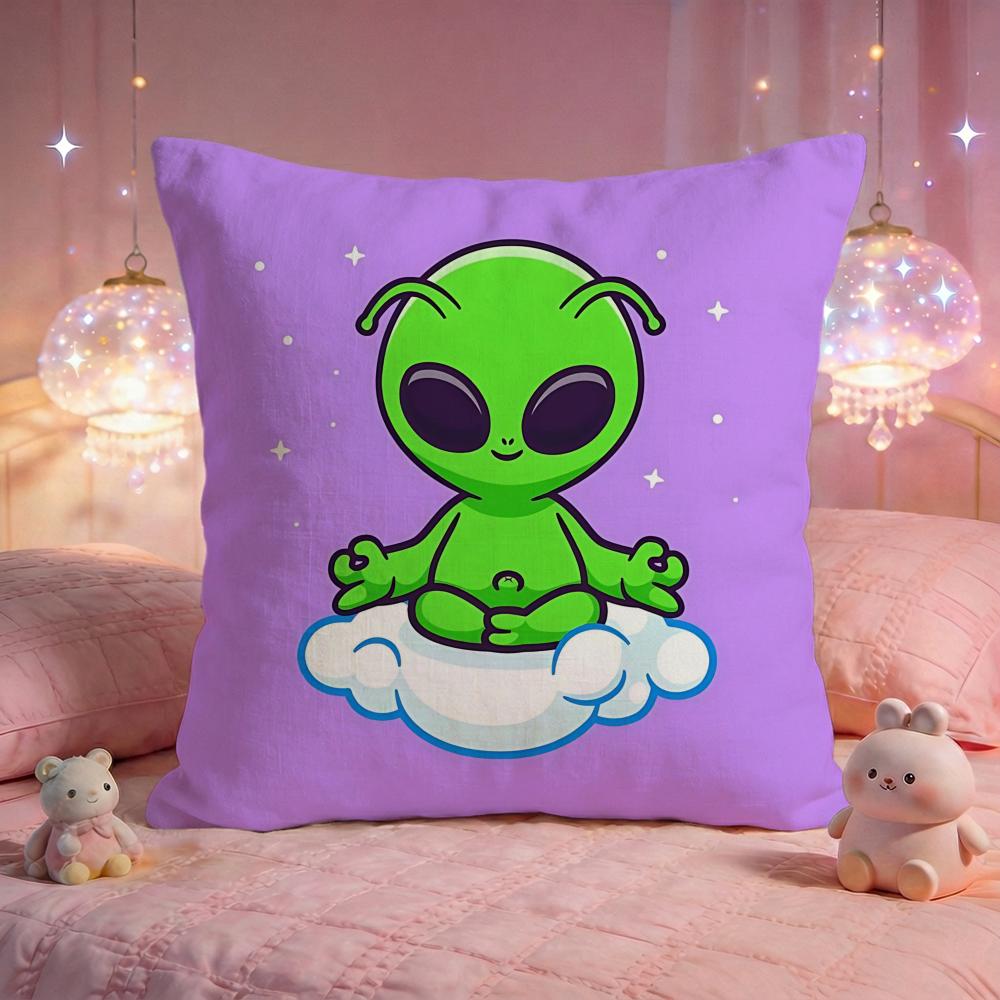 Funny Silly Alien Cushion Cover Premium Comfort Reversible Pillow Cove Two in One Design for Any Room Car Interior