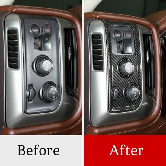 Headlight Switch Panel Trim For Chevy Silverado/GMC SIERRA 2014-18 Carbon Fiber
