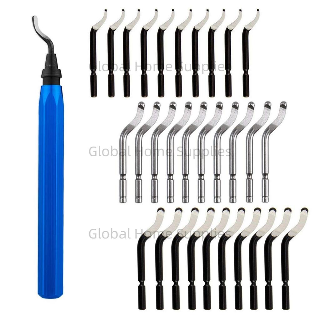 30pcs Deburring Tool Kit HSS Deburr Blades Set with a Swivel Handle Rotary Deburring Cutters for Metal Wood Plastic Fiberboard