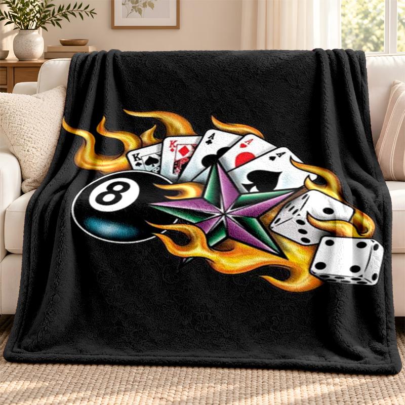 8ball Blanket Flannel Blanket Soft Cozy Plush Throw for Sofa Bed Lightweight Home Decoration Outdoor Camping