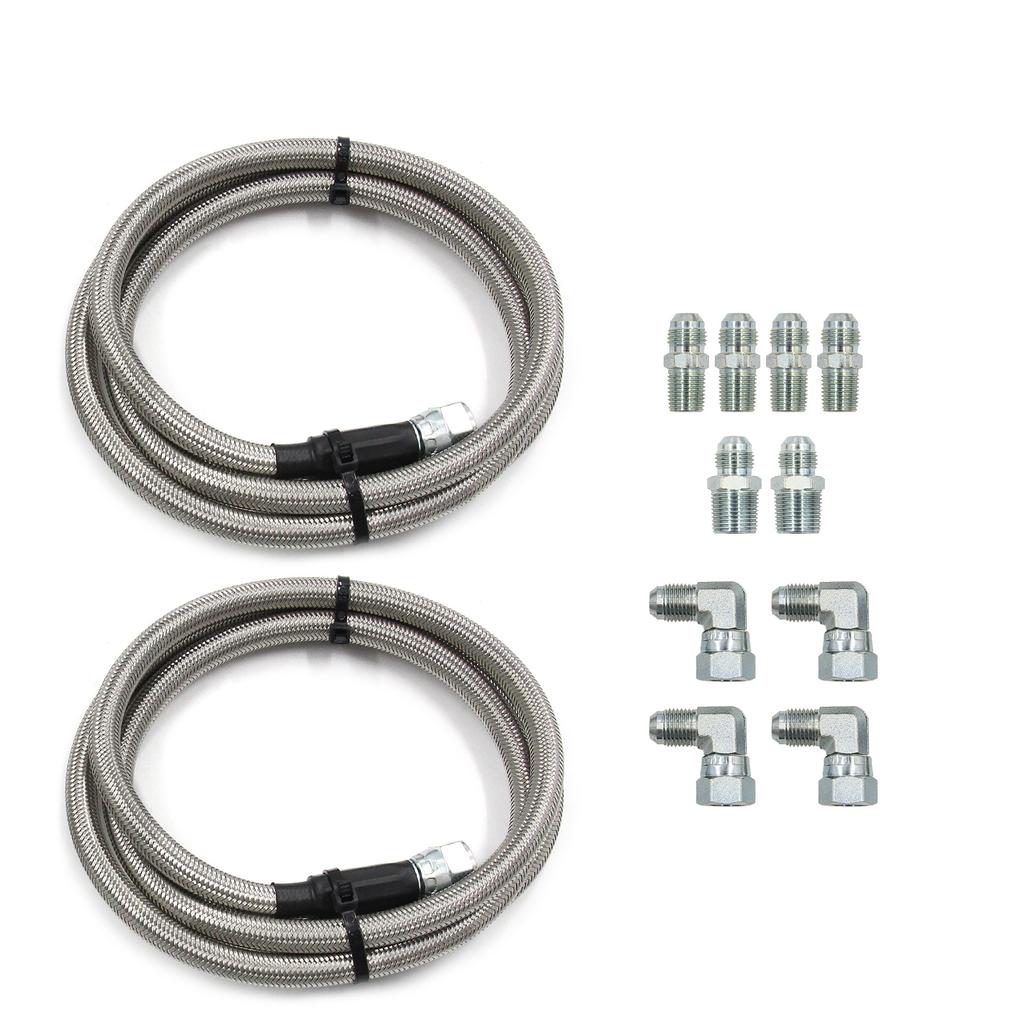 52" Length SS Braided Transmission Cooler Hose Lines For TH350 700R4 TH400