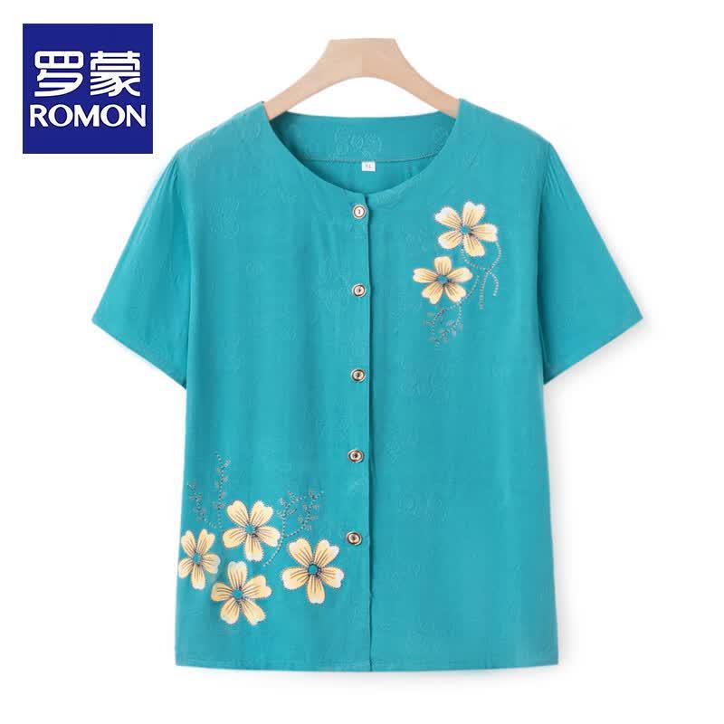 ROMON Женская легкая летняя футболка с коротким рукавом 5XL светло-синий