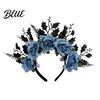 Gothic Floral Hairband for Party Halloween Rose Headband Flower Leaf Crown Hair Hoops Bands Dark Princess Cosplay Headpiece Dress Up Accessories