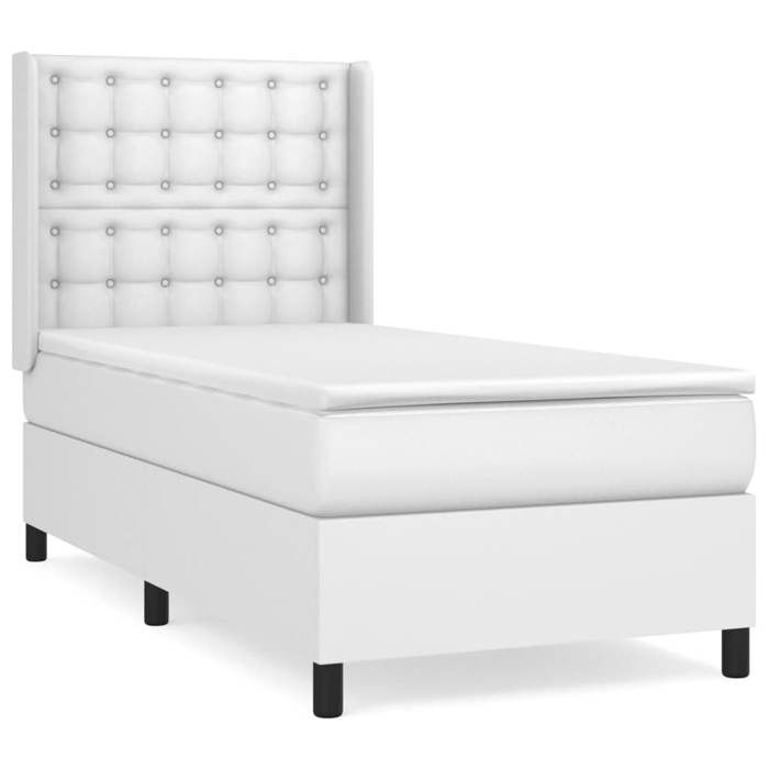 3132466 vidaXL Divan Bed with Mattress White 80x200 Cm Faux Leather