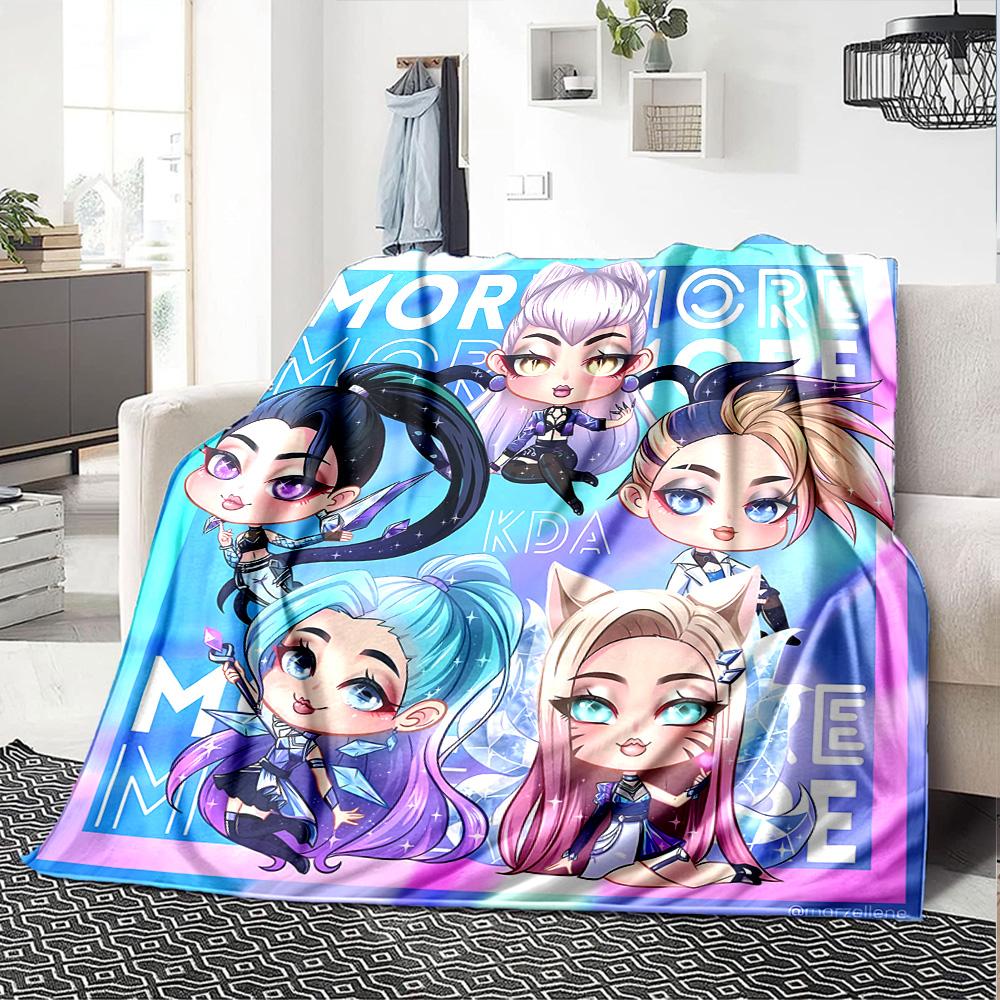 1pc Blanket - LOL-KDA kaisa ahri akali Print Design,Lightweight Blanket for Sofa,Bed- Soft &Warm,Gift for All Seasons