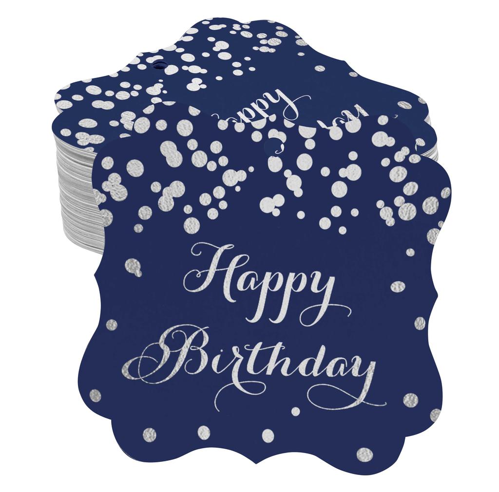 Inkdotpot Real Gold Foil Bracket Shape Paper Hang Tags Happy Birthday Favor Tags Pack Of