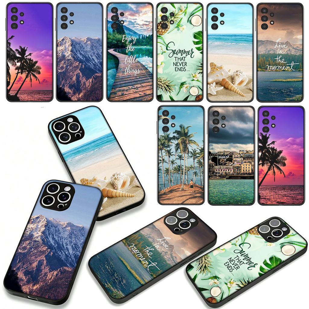 Pour Samsung Galaxy A07 A13 A12 A14 A23 A50 A51 A52 A53 A70 A71 A72 A21S A04 Note 20 9 8 10 Coque Montagne Mer Plage Voyage Océan