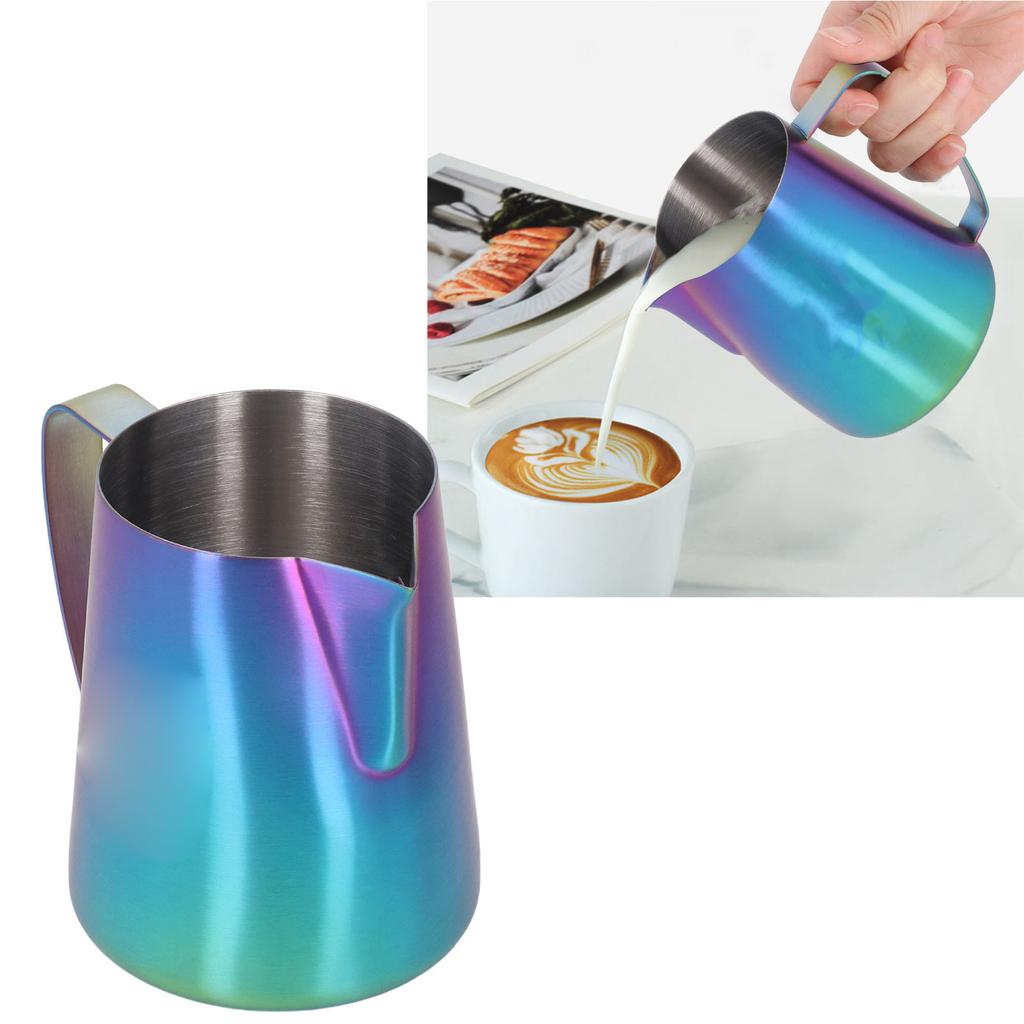 Frothing Pitcher Eagle Spout Prevent Spilling 304 Stainless Steel Frother Cup with Handle for Milk Coffee 420ml