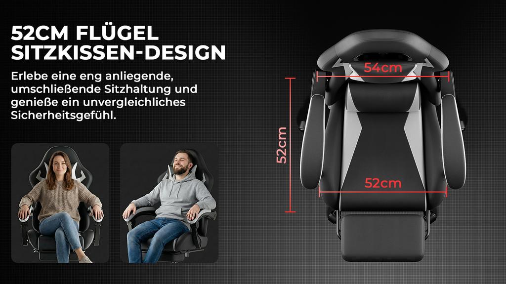 Gaming Chair Ergonomic Gaming Chair with Lumbar Cushion and Headrest, Gamer Chair Height Adjustable, PC Chair for Adults Girls Boys, Black-White