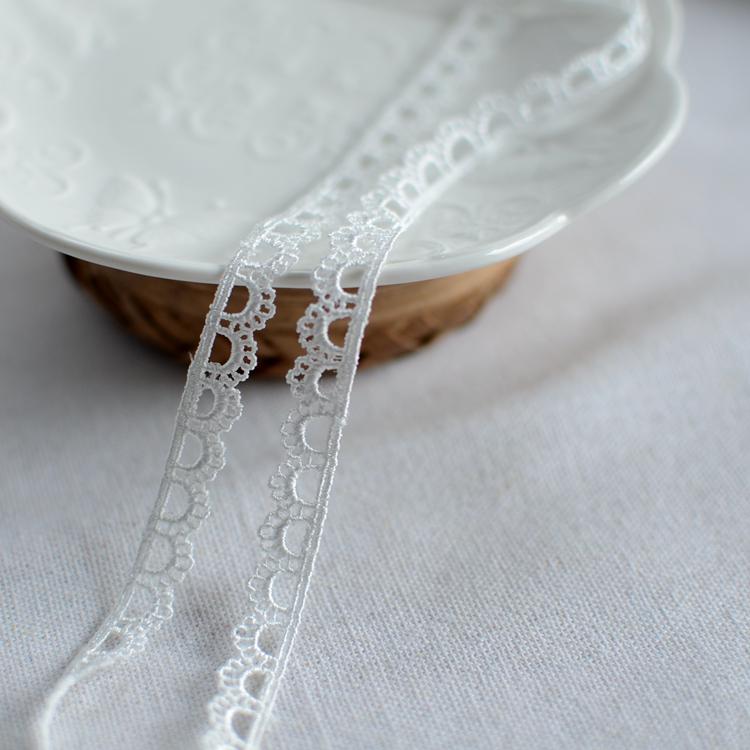 High-Quality 2-Color Polyester Water-Soluble Embroidery Lace Trim, 1CM Width for Qipao Dresses белый