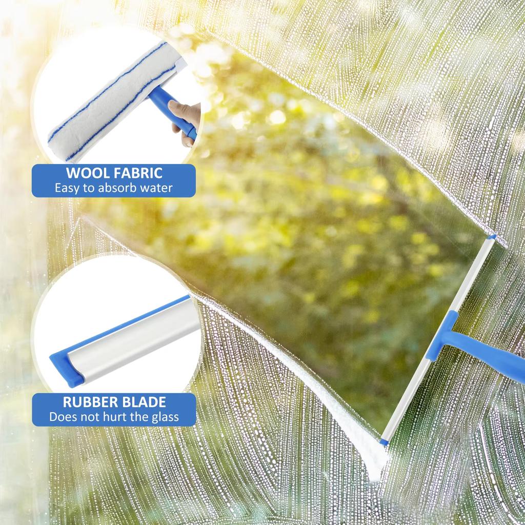 Glass Cleaner Multifunctional Durable Retractable Long Handle Microfiber Double-Sided Wiper Household Cleaning Tool Accessories