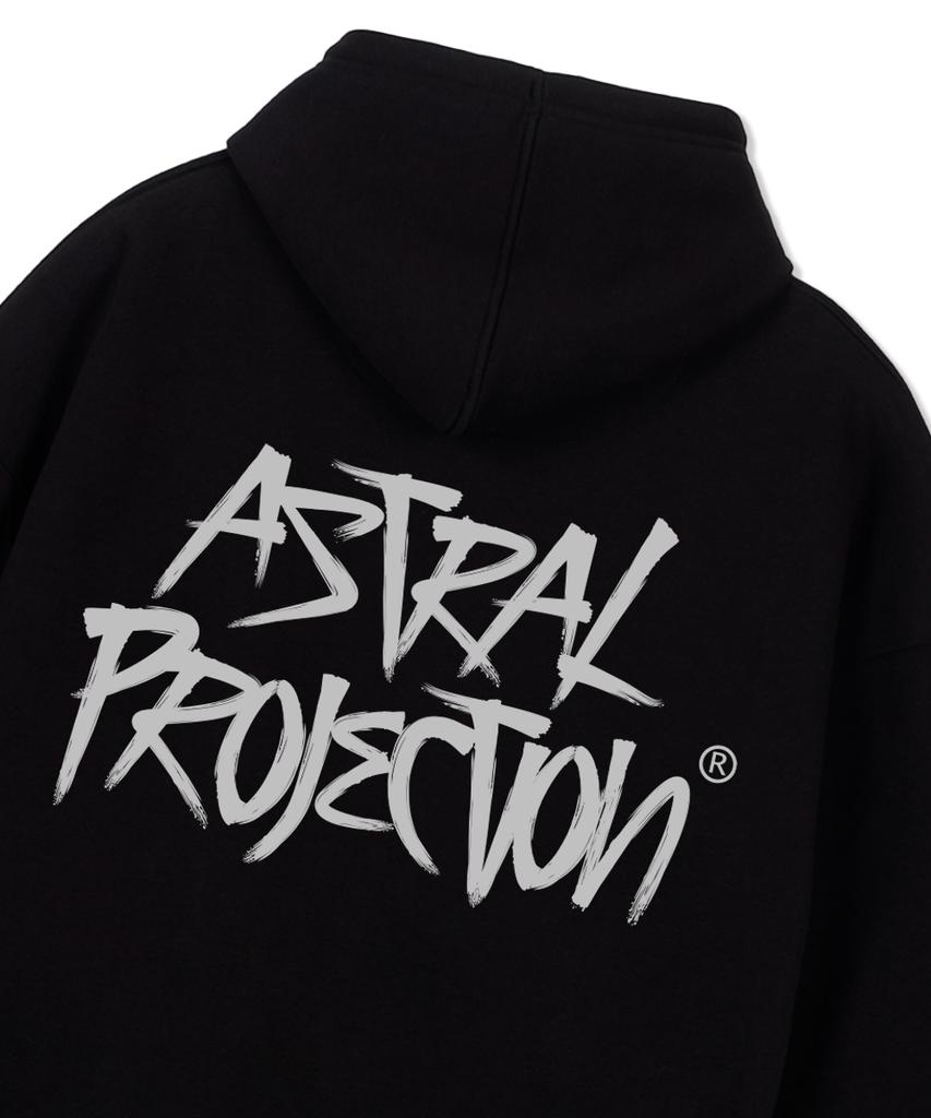 Graffiti Lettering Oversized Wide Shoulder Hoodie_Black 2