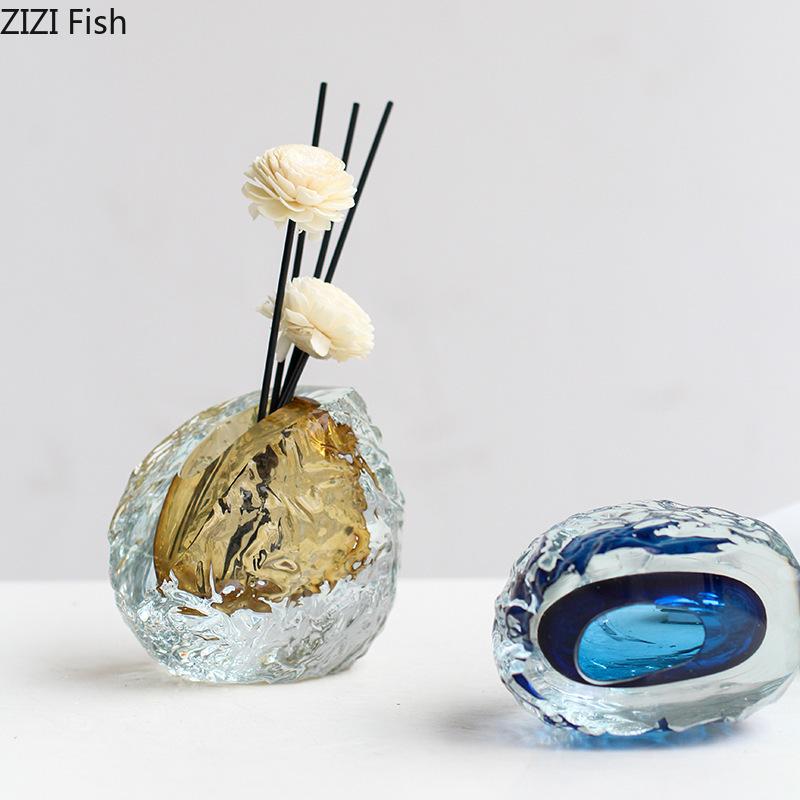 Unregelmäßige Knitterglasvase Schrägmündige Blumentöpfe Schreibtischdekoration Blumenarrangement Blumenvase Raumästhetik Dekor