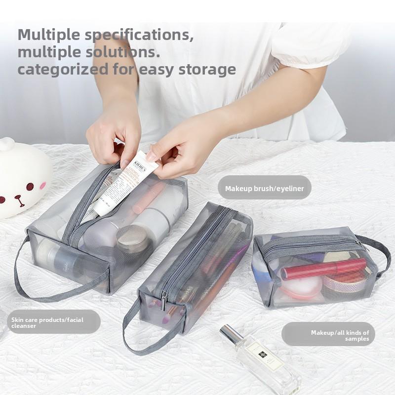 Korean Storage Bag Zipper Makeup Women Cosmetic Skin Care Storage Large Capacity Toiletry Mesh Travel Wash Bag clothes organizer