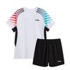 Li Ning Badminton Series Quick-Dry Breathable Training Short Sleeve T-Shirt And Shorts Casual Sports Set Unisex Sports Set AATV079-2
