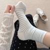 Women's New Spring and Summer Pure Cotton Sweat Absorbing Breathable Boneless Striped Tube Stack Socks