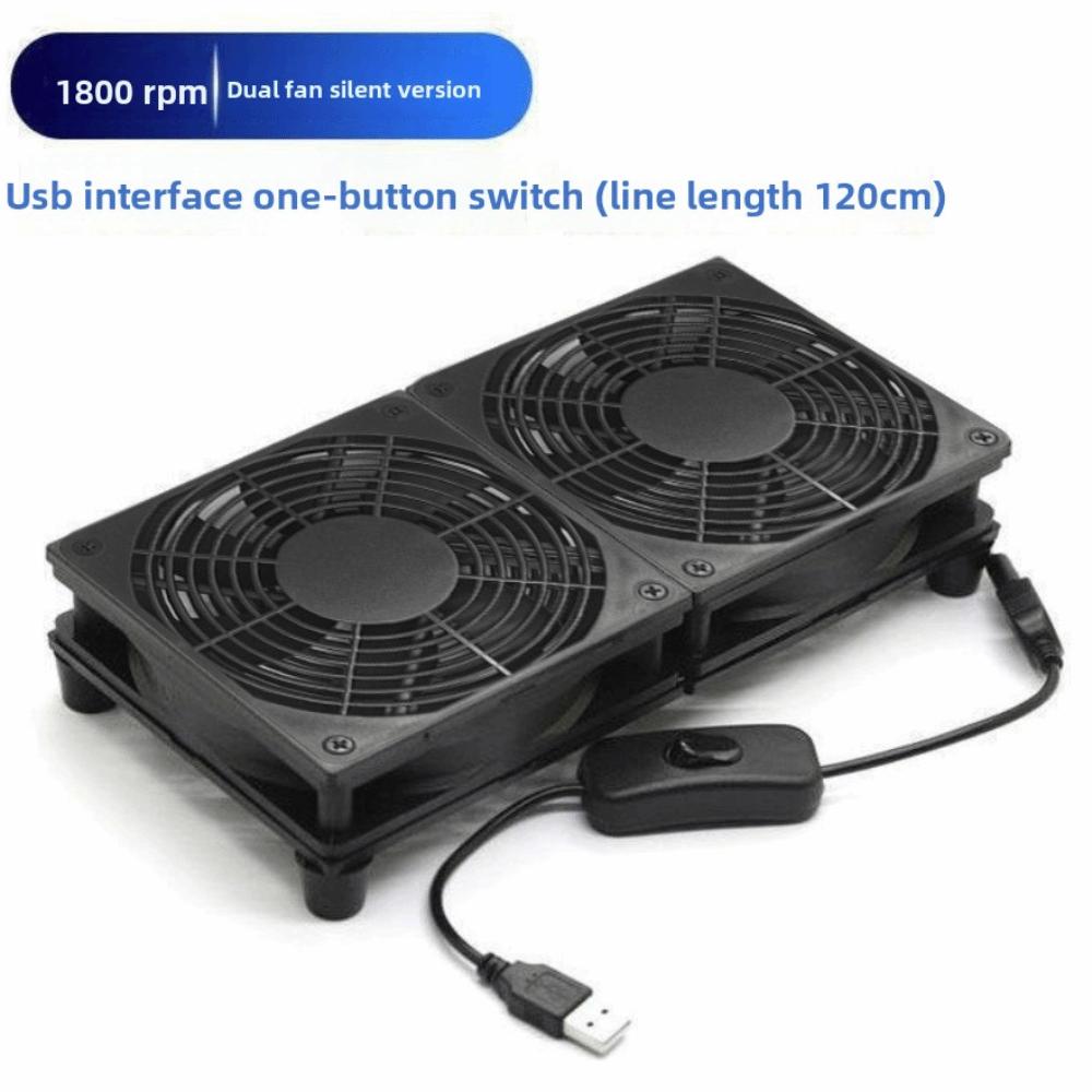 Protective Net Router Cooling Fan Dual Fans USB Radiator Base Router Cooling Stand  PC Cooling