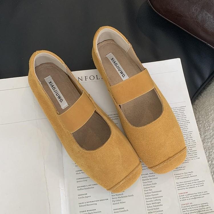 Main Push Version! Ballet Soft Leather Round Head Shallow Mouth Single Shoes Women's Autumn New Retro Elastic Band Flat-soled Beanie Shoes