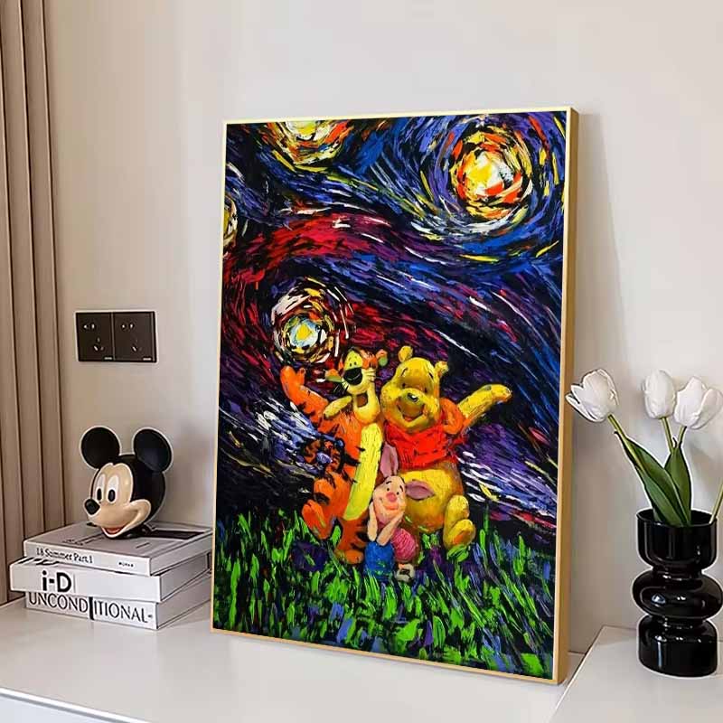 Disney Diamond Painting Set Winnie The Pooh Oil Painting Style Art Painting Embroidery Wall Decoration Craft DIY Set, Gift Handmade Crystal 5D Diamond