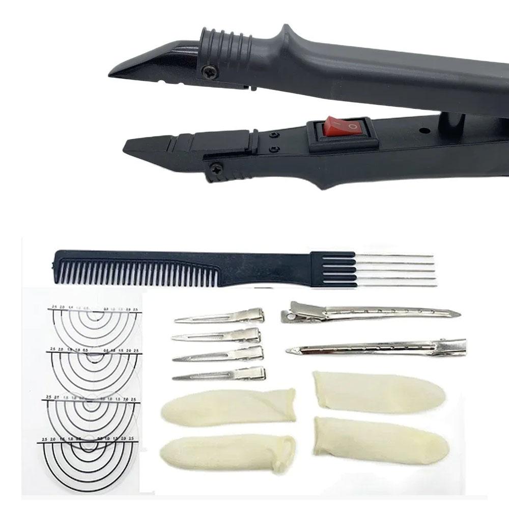 611B Constant Loof hair extensions Tongs Hair Connectors Flat Tip Hair Extension Iron Connectors Hair Extension Tools Section EU plug-BLACK