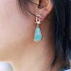 Luxury High Quality European, American, Japanese and Korean Natural Stone Crystal Copper Plated Real Gold High Color Retention  Commuter Earrings