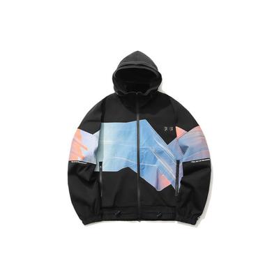 Li Ning Spor Moda Serisi Renk Bloklu Katlanabilir Kapüşonlu Erkek Ceket Siyah AJDR199-1