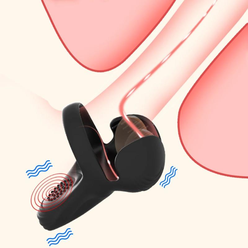 Remote-Controlled Vibrating Cock Ring for Men – Testicle & Perineum Stimulator with Scrotum Massage