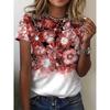 Women's T-shirt with Flower Pattern Retro Fashion Casual Short Sleeved Round Neck Regular Top Daily Plus Size Summer