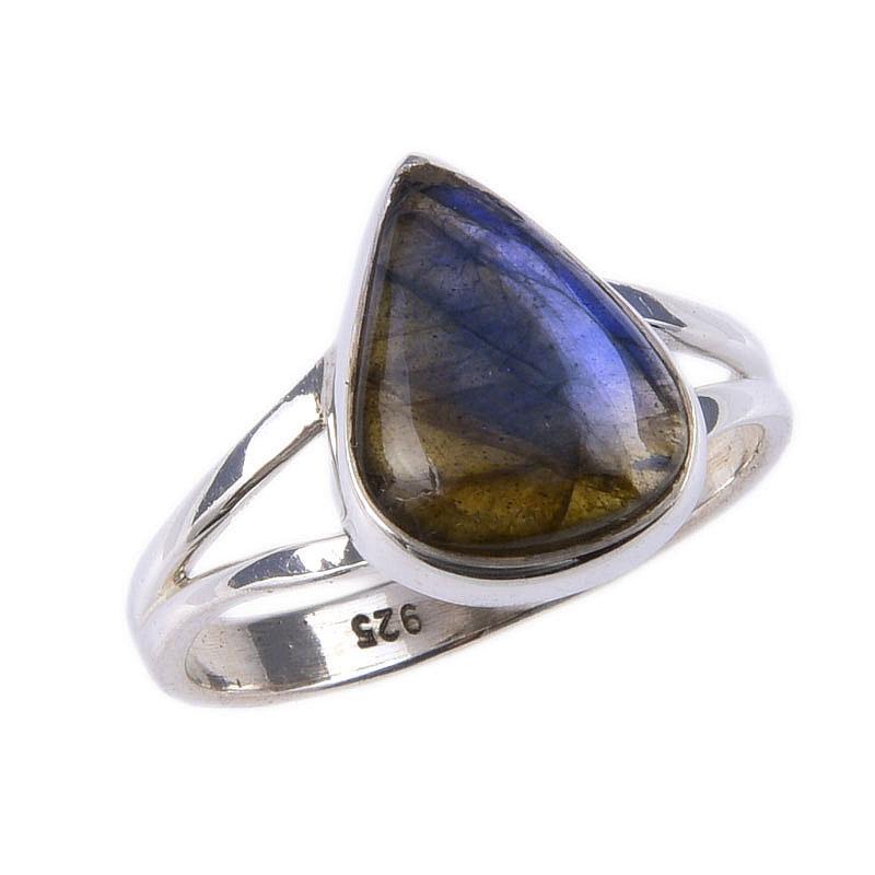 Natural Labradorite Gemstone Handmade 925 Solid Sterling Silver Ring Size 6 O4y11