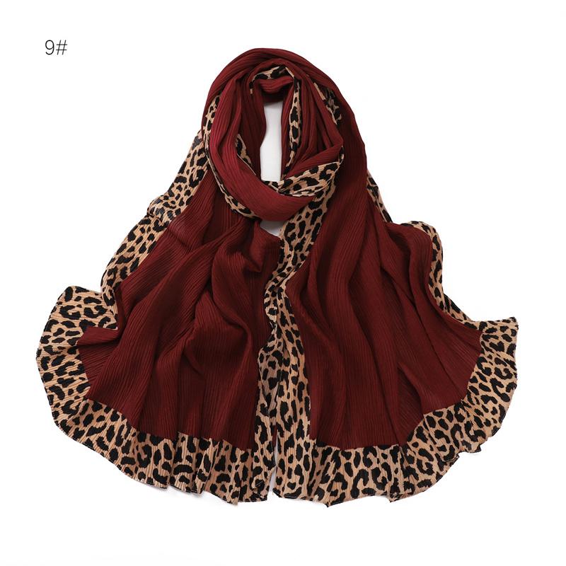 Winter Sexy Leopard Chain Viscose Scarf Wrinkle Pleated Shawls and Wraps Autumn Echarpe Pashmina Bufandas Muslim Sjaal 180*70Cm