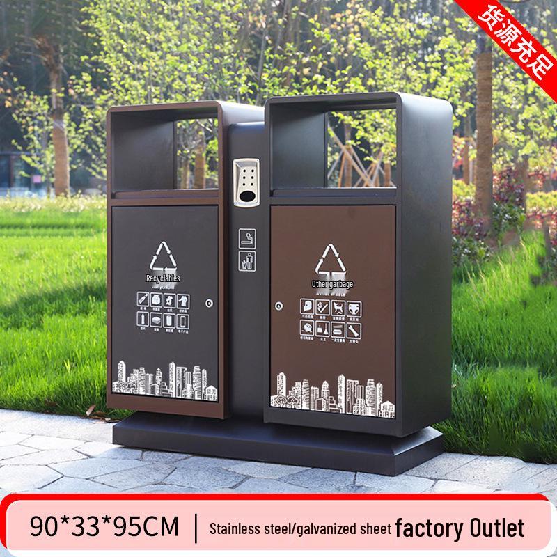 High-End Stainless Steel Outdoor Trash Can for Villas and Communities