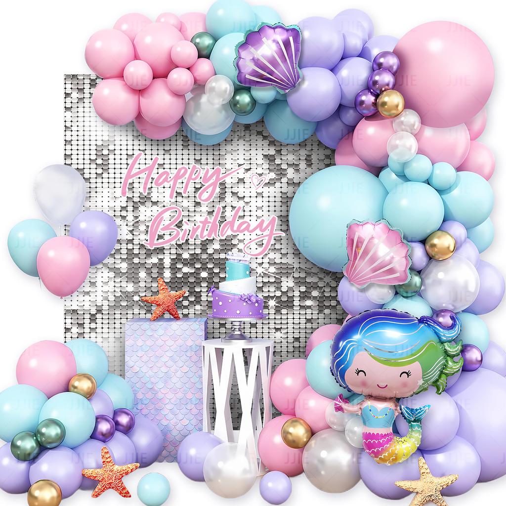 Mermaid Themed Birthday Party Decoration Latex Balloon Set Atmosphere Scene Decoration Props Mermaid Party