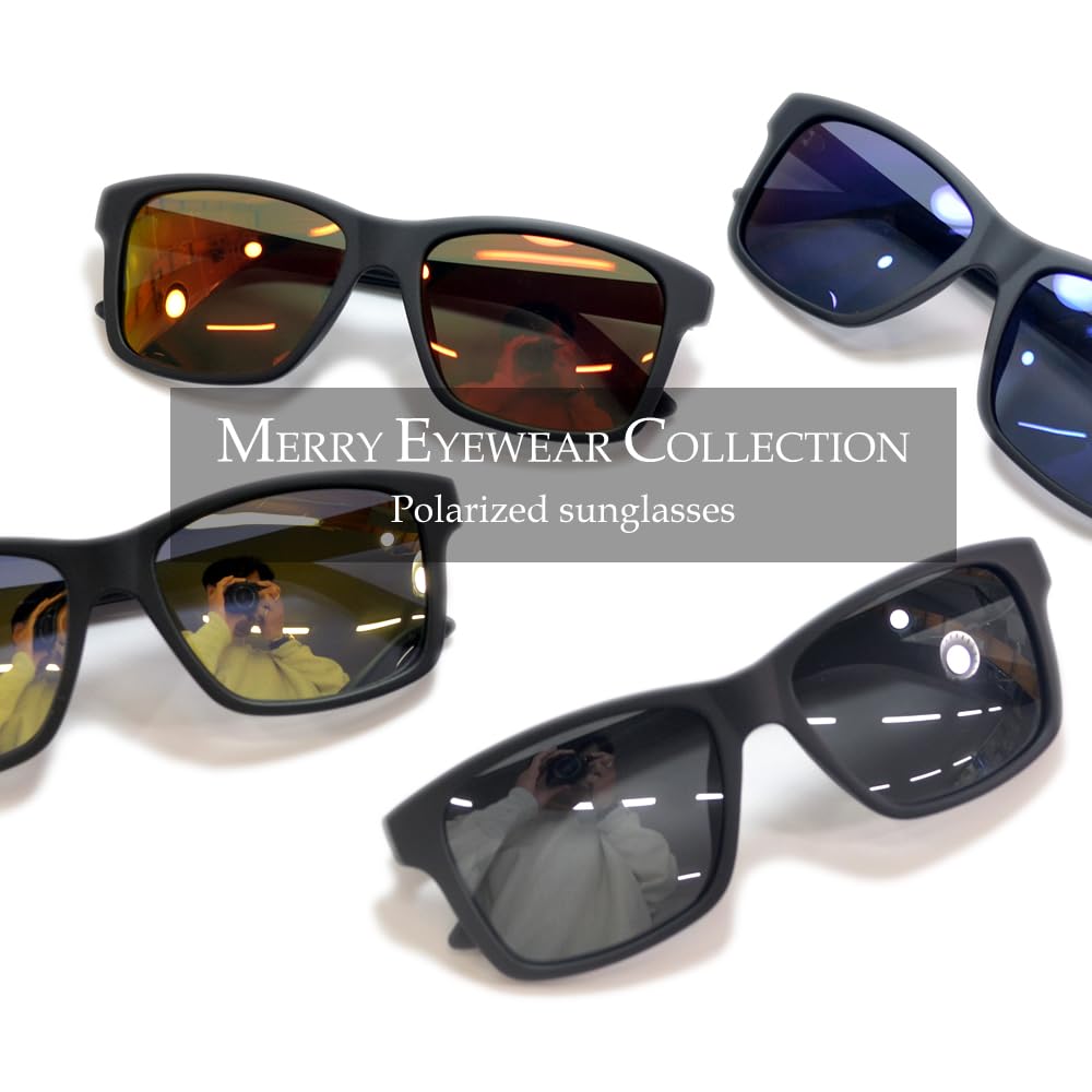 [MERRY PLEASURE] Polarized Sunglasses for Fishing, Sports, Driving, and Other Activities. Men's and Women's Wellington Style, Ultra-lightweight,