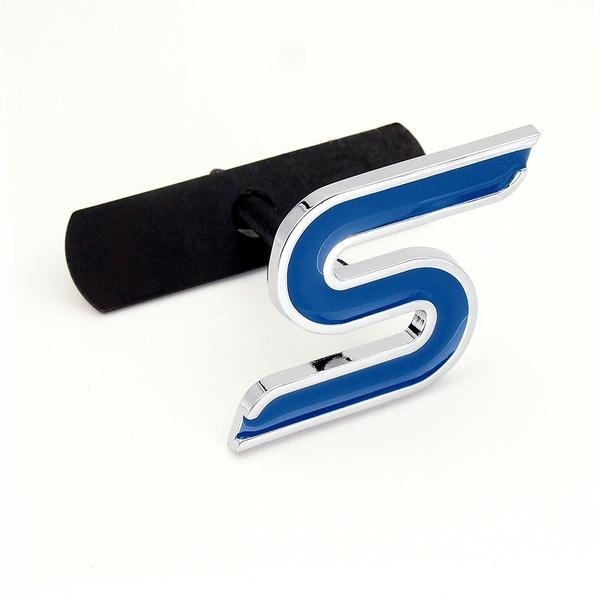 S Chrome Metal Car Front Hood Grille Emblem Badge Rear Trunk Car Stickers Car Styling