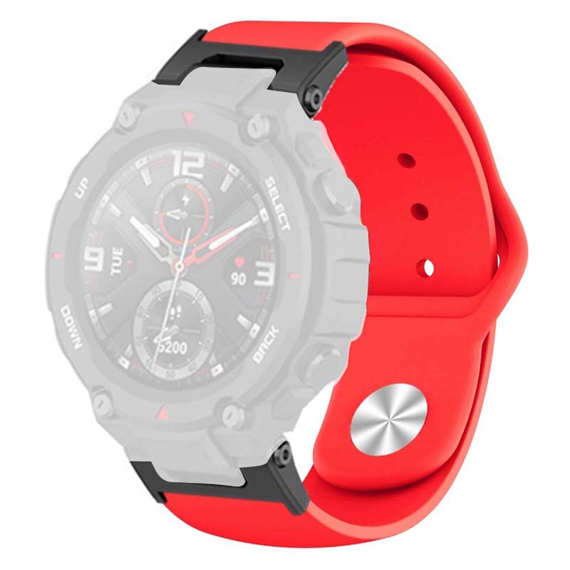 

For Huami Amazfit T-Rex/T-Rex Pro Armband Silicone Watch Strap with Alloy Buckle Red