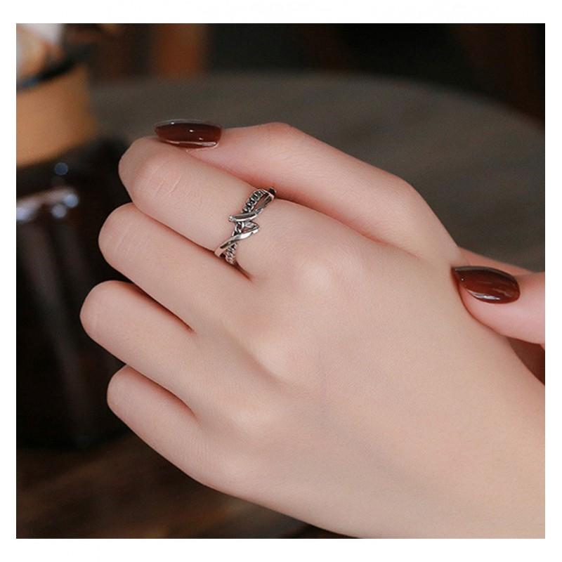 Adjustable Open Ring Men Women Sterling Geometric Vintage Style Band Finger
