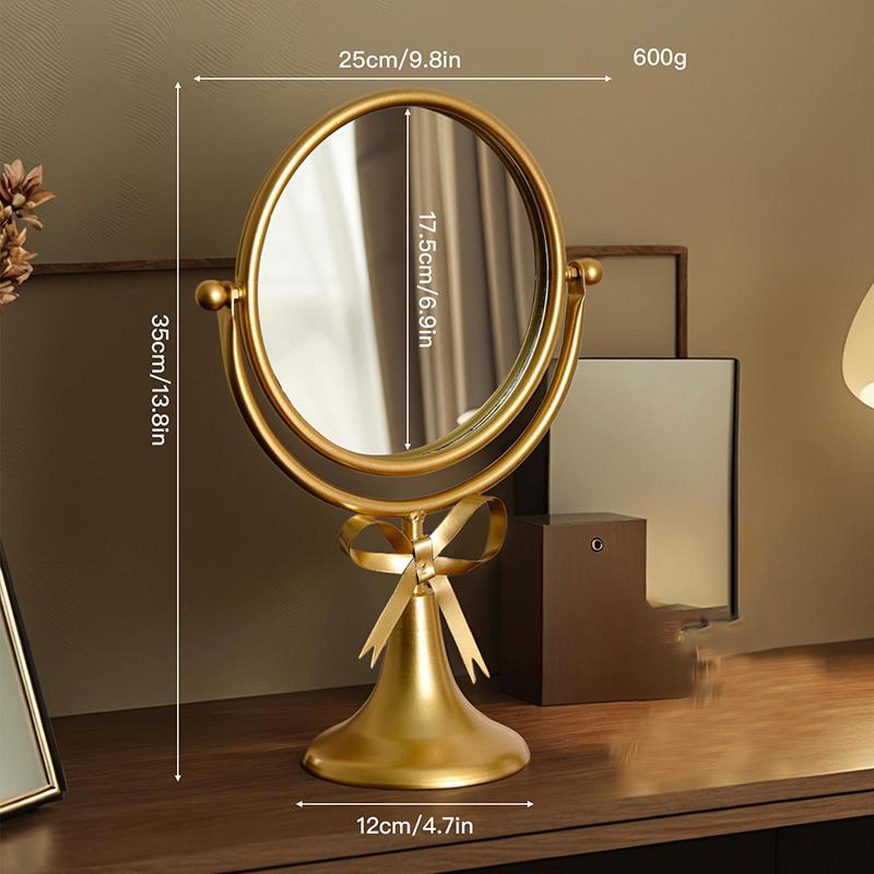 Retro Desktop Makeup Mirror European Princess Mirrors Household Bedroom Vanity Mirror Iron Frame 360° Rotation Cosmetic Mirrors