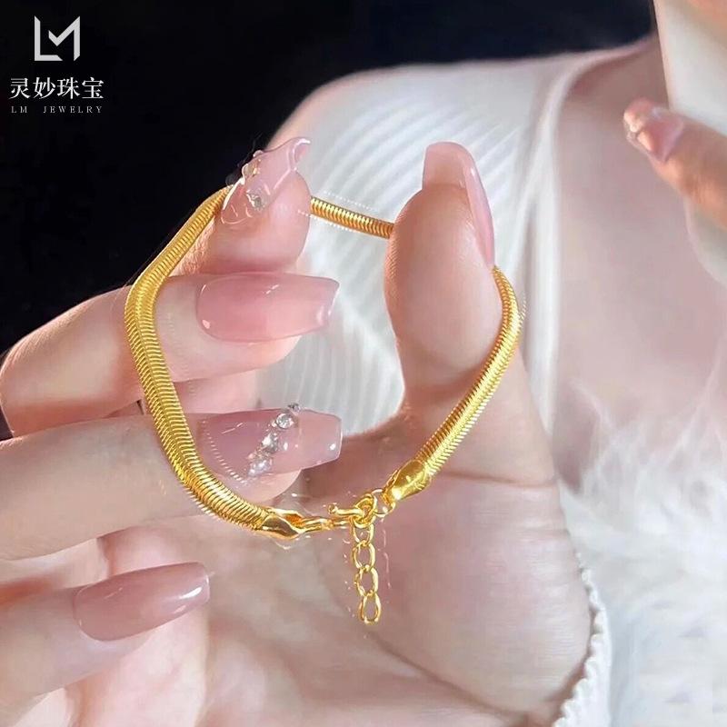 AU999 24K Gold Snake Bone Bracelet for Women: Exquisite Elegance Wrapped Around Your Wrist