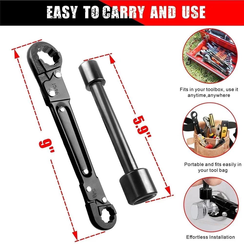 Double Headed Pipe Wrench Double Headed Tire Socket Wrench Water Pipe Repair Set Sleeve Spanner Hand Tools Remove Fix Screw Nut