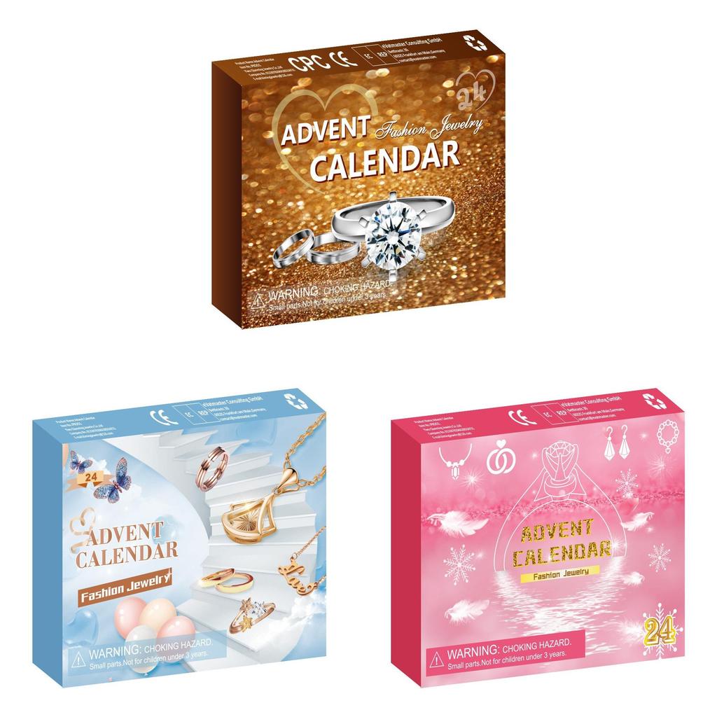 Weihnachts-Countdown-Überraschungsbox Schmuckset Mit Metallischen Accessoires Für Feiertagsgeschenke