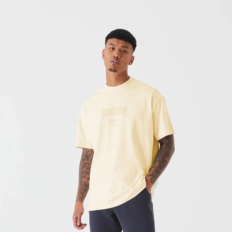 Summer Gym Sports Fitness Oversized T-Shirt Summer Cotton Round Neck Loose Short Sleeves Fashion Casual Clothing