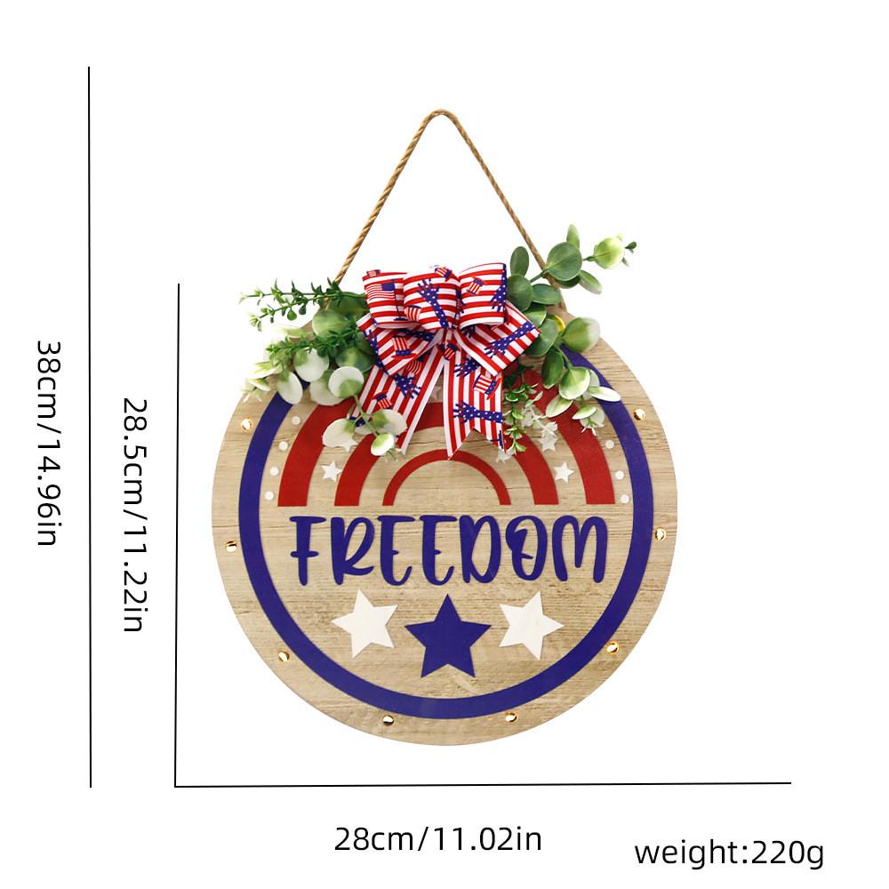 New American Independence Day Wooden Sign Home Decor With Light Star Design